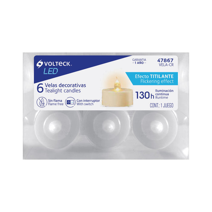 LAMPARA VELA DE LED PARA DECARATIVAS 6 PIEZAS