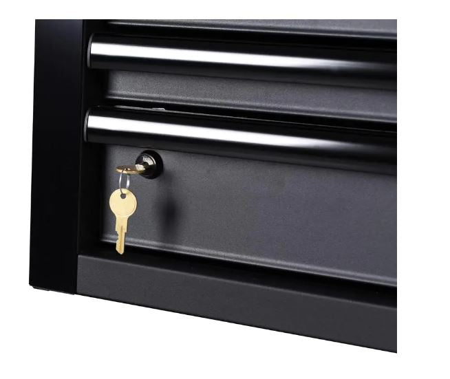 GABINETE HUSKY 52" X 20", CON RUEDAS Y 15 CAJONES HEAVY DUTY, NEGRO MATE