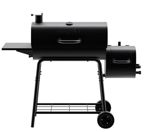 Asador de carbón NEXGRILL negro con ahumador y parrilla frontal