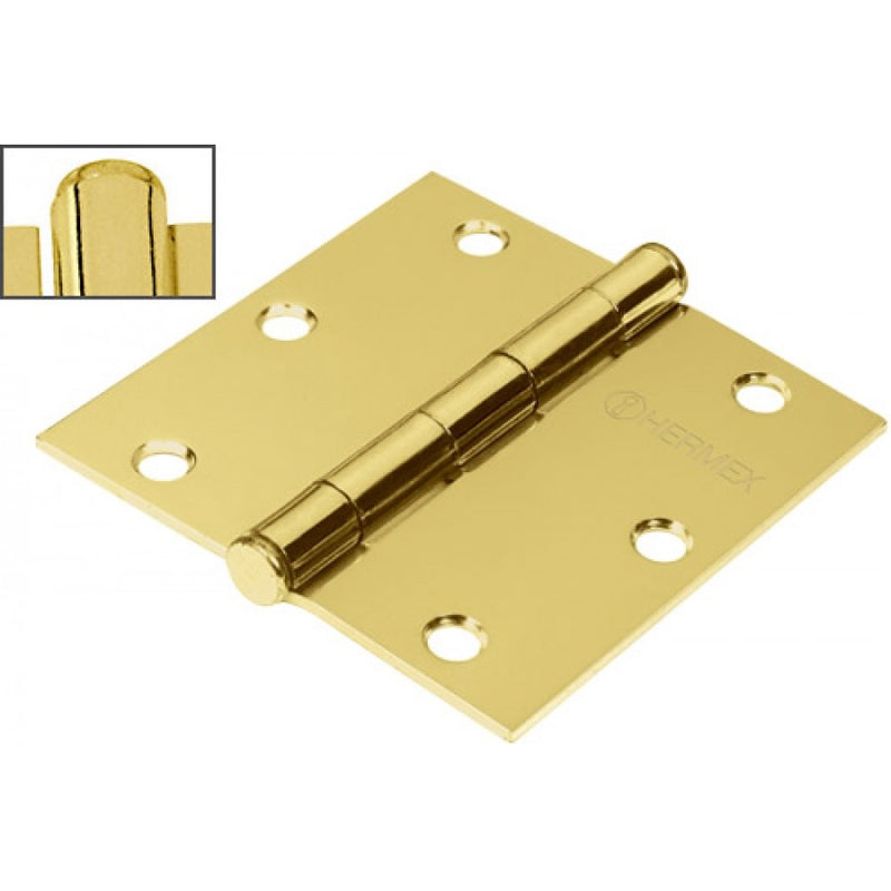 BISAGRA CUADRADA 3-1/2", ACERO LATONADO, CABEZA PLANA (PIEZA)