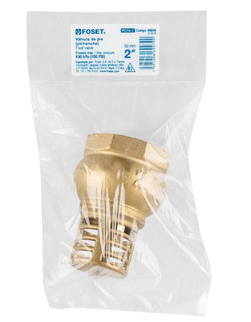 VALVULA DE PIE O PICHANCHA CON REJILLA DE LATON 2" FOSET