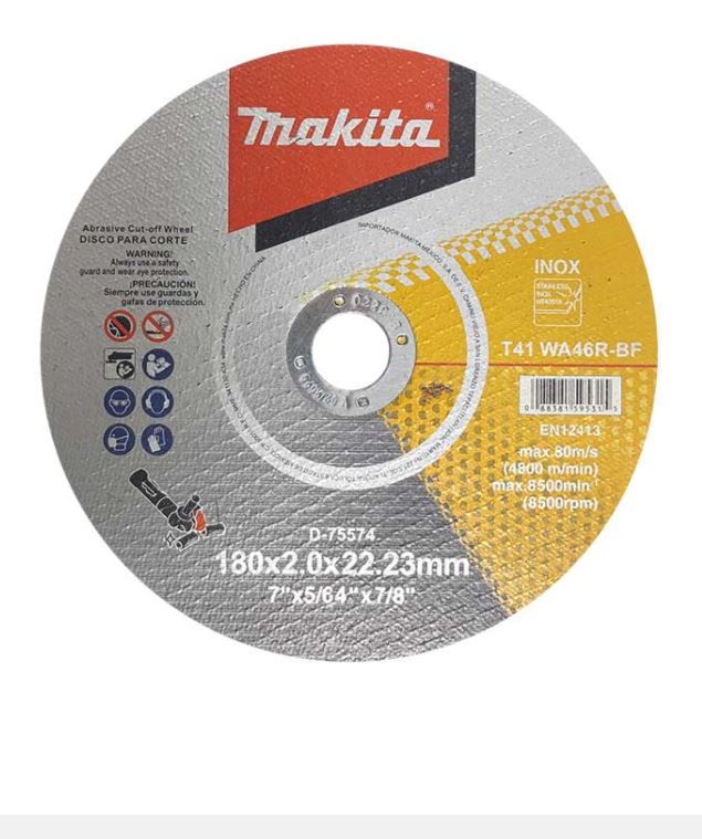 DISCO ABRASIVO PARA CORTE PRECISO DE INOXIDABLE 7" x 7/8” x 2 mm
