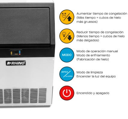 FABRICA DE HIELO RHINO 90 KG 1/2 HP 115V/60 HZ MONOFASICO