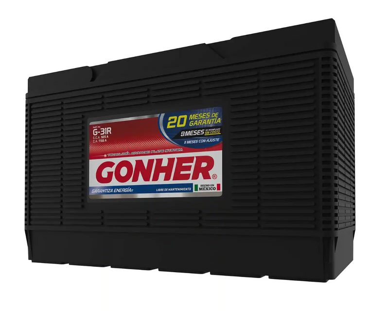 ACUMULADOR "31R" GONHER SERV. PESADO DE 925 AMP. DE ARRANQUE EN FRIO, +/-, DE TORNILLO