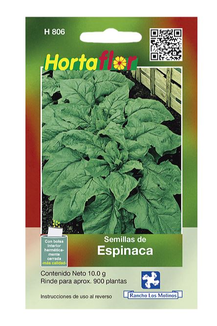 SOBRE DE SEMILLAS DE ESPINACA HORTAFLOR, CONTENIDO DE 10G