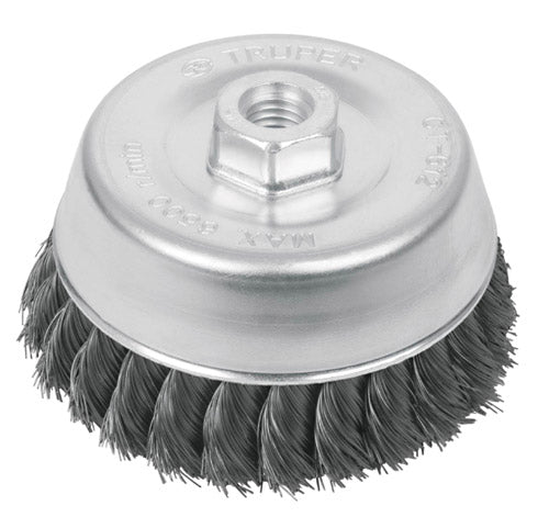 CARDA COPA DE ALAMBRE TRENZADO FINO, 5" PARA ESMERILADORA
