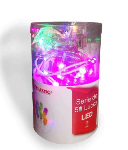SERIE DE LUCES 50L LED MULTICOLOR CABLE TRANSPARENTE EN TUBO