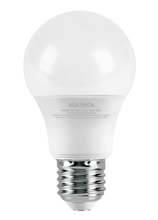Bombilla LED VOLTECK de luz cálida, 6 W, con base roscada metálica