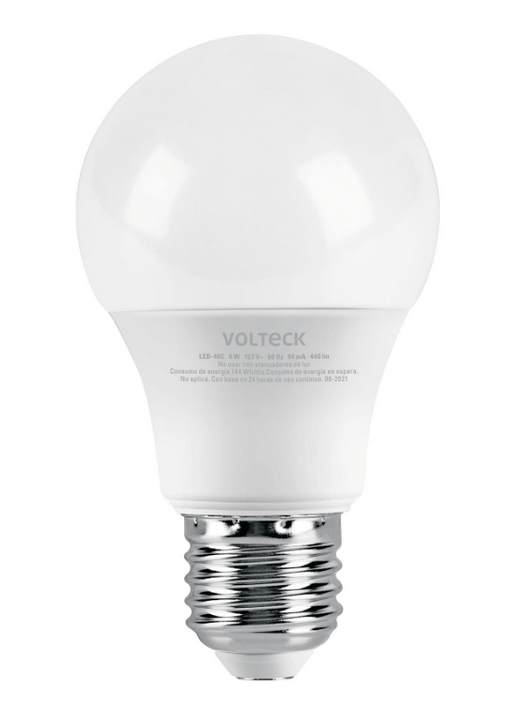 Bombilla LED VOLTECK de luz cálida, 6 W, con base roscada metálica