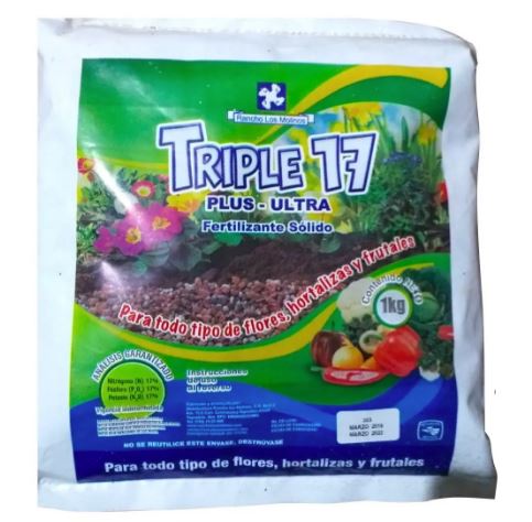 FERTILIZANTE PARA PLANTAS, TRIPLE 17  BOLSA DE 1KG