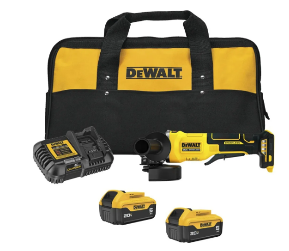 ESMERILADORA ANGULAR DE 4-1/2", 20V MAX, 2 BAT. 5.0Ah, CARGADOR Y BOLSA. 8,000 RPM