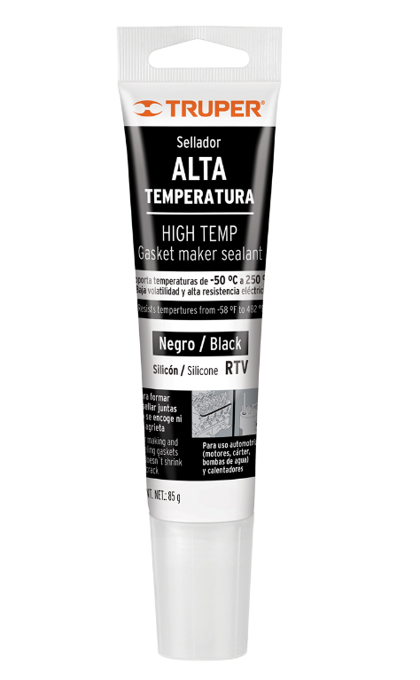 Sellador de alta temperatura TRUPER, color negro, tubo con boquilla