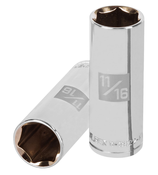 DADO DE 11/16", CUADRO DE 3/8", 6 PUNTAS LARGO, D-3822-HL