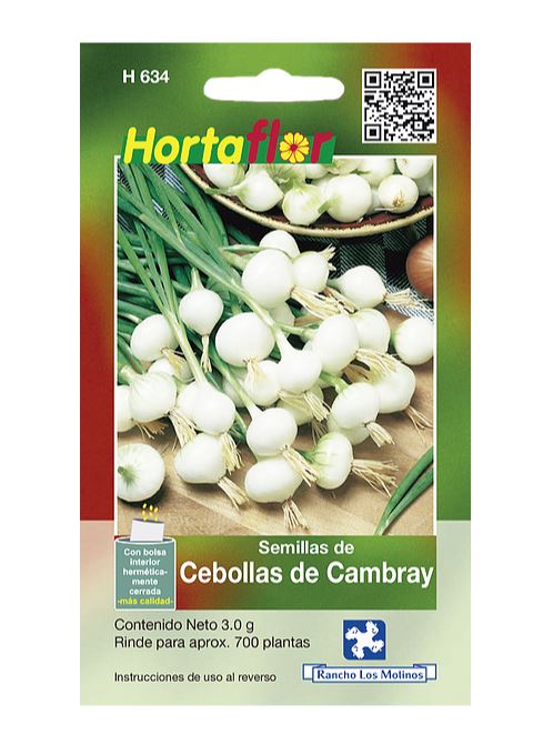 SOBRE DE SEMILLAS DE CEBOLLAS CAMBRAY HORTAFLOR, CONTENIDO DE 3G