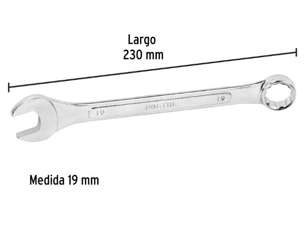 LLAVE COMBINADA MILIMETRICA 19 mm PRETUL