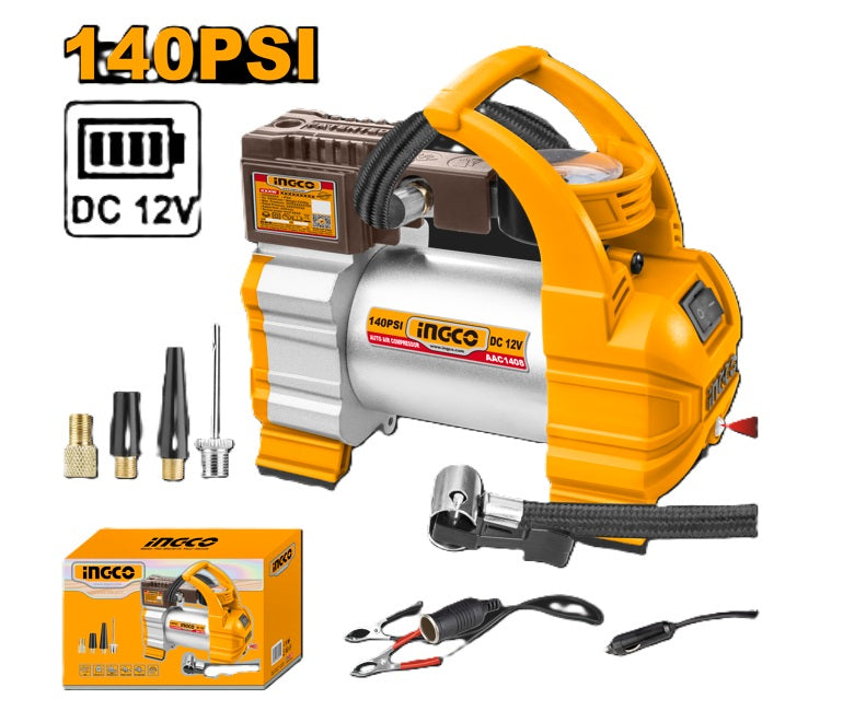 COMPRESOR DE AIRE 12V, 140 PSI, INGCO