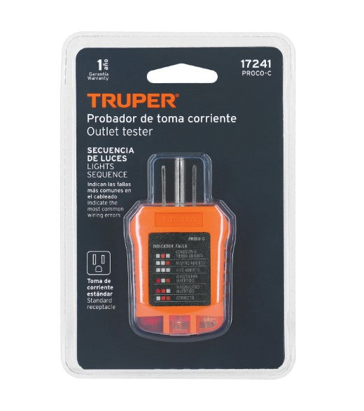 PROBADOR DE TOMACORRIENTE CORRIENTE ALTERNA TRUPER