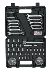 Juego de herramientas Pretul en estuche negro, con llaves y dados de trinquete