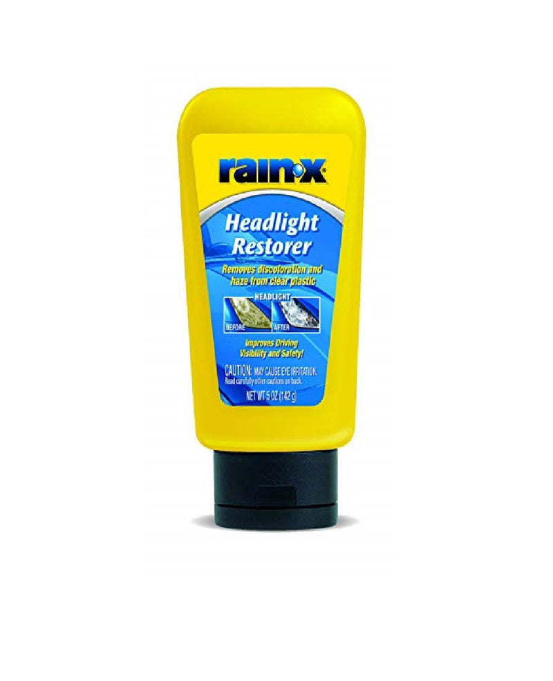 Gel restaurador de faros Rain-X en frasco amarillo con base negra
