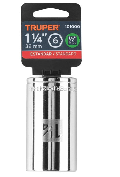 DADO DE 1-1/4", CUADRO DE 1/2", 6 PUNTAS LARGO, D-1240-HL