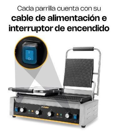 PLANCHA PANINI 3600 W  50° a 300° C RHINO