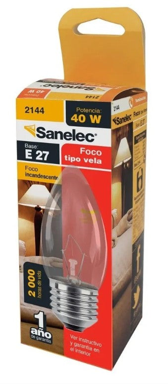 FOCO INCANDESCENTE E27 TIPO VELA 40 W