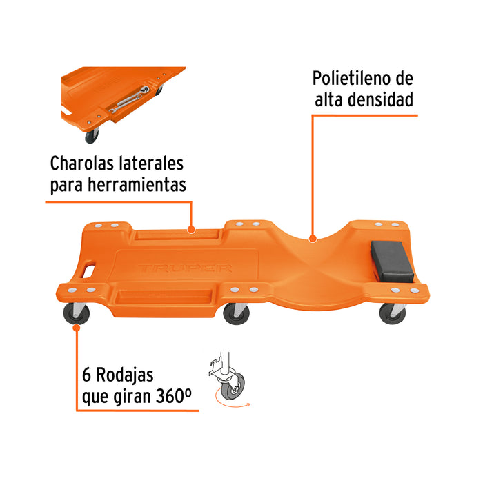 CAMA DE PLASTICO PARA MECANICO 40" TRUPER