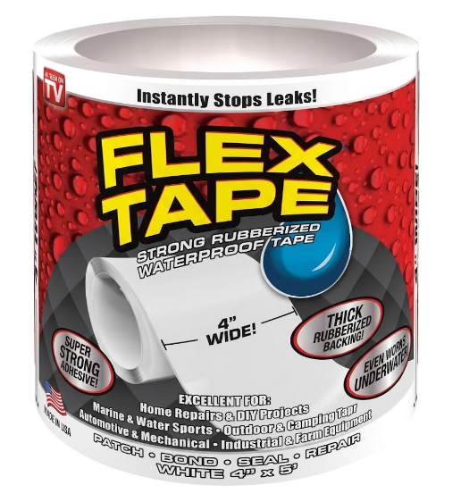 CINTA IMPERMEABILIZANTE FLEX TAPE BLANCA, 4", 5 ft