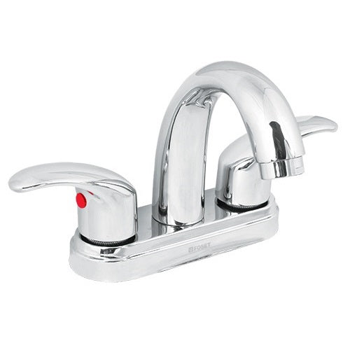 MEZCLADORA PARA LAVABO 4" CROMADA, NARIZ CURVA, AQUA