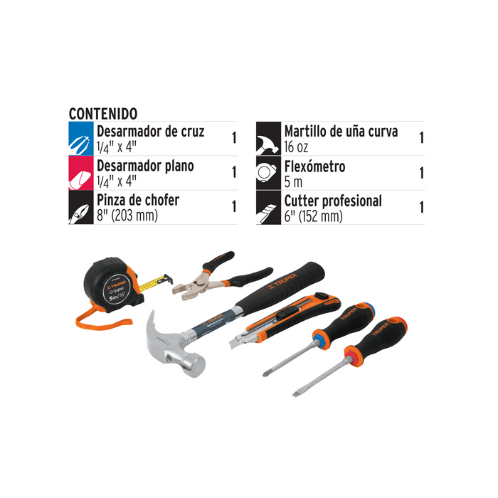 JUEGO DE HERRAMIENTAS MECANICAS, 6 PIEZAS