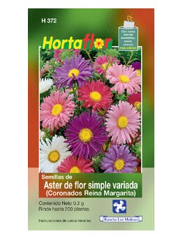 SOBRE DE SEMILLAS DE ASTER FLOR SIMPLE HORTAFLOR, CONTENIDO DE .03G