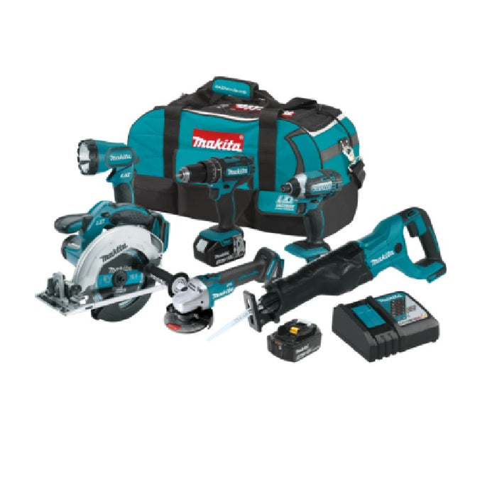 COMBO 18V, LXT, (DGA454, DHP482Z, DTD152Z, DJR182Z,DML185,XSS02Z) 2 BAT. DE 3.0A.H, CARG., MALETA