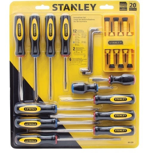 JUEGO DE DESARMADORES, 20 PZAS, MANGO CUSHIONGRIP, STANLEY