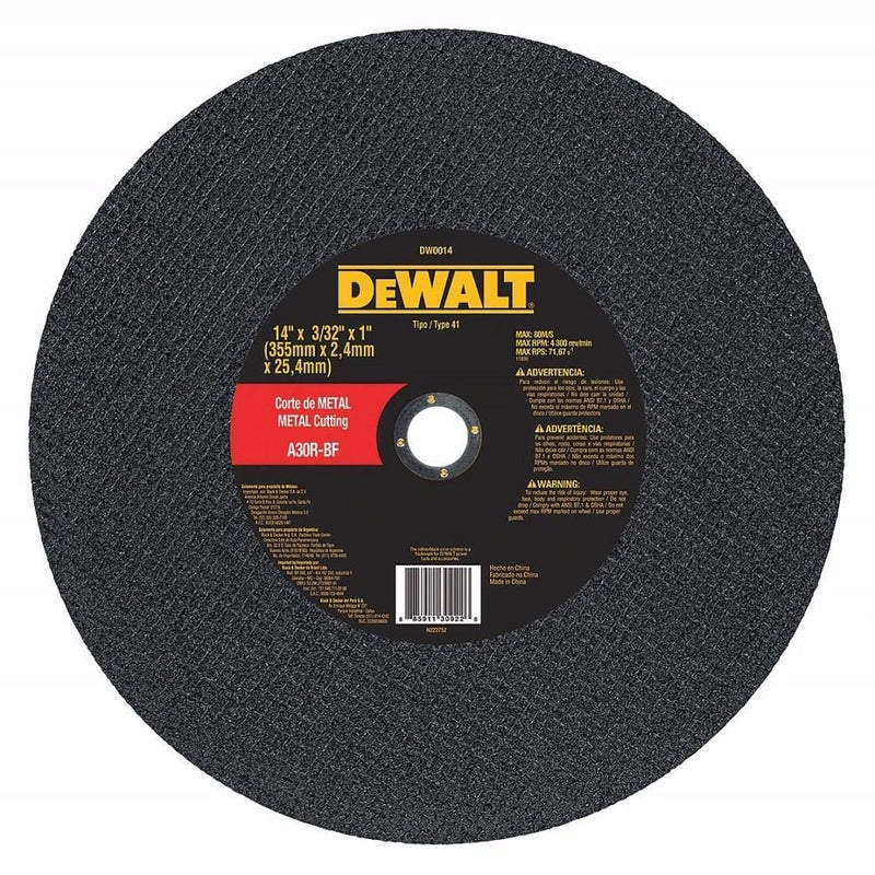 DISCO DE CORTE 14" X 3/32" X 1", CHOP SAW DEWALT