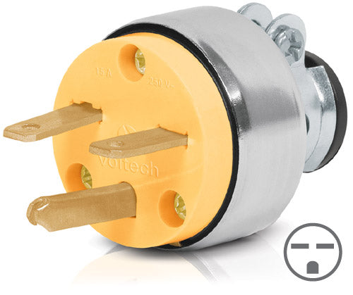 CLAVIJA CARA DE CHINO CON ABRAZADERA METALICA 250V-15A