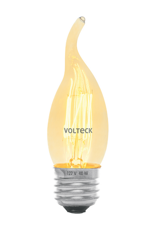 Lámpara incandescente vintage VOLTECK de 40 W, forma de flama y base roscada metálica