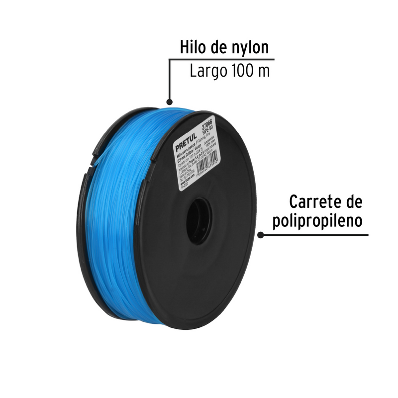 CARRETE DE HILO P/PESCAR CON 100 METROS CALIBRE 0.90 MM