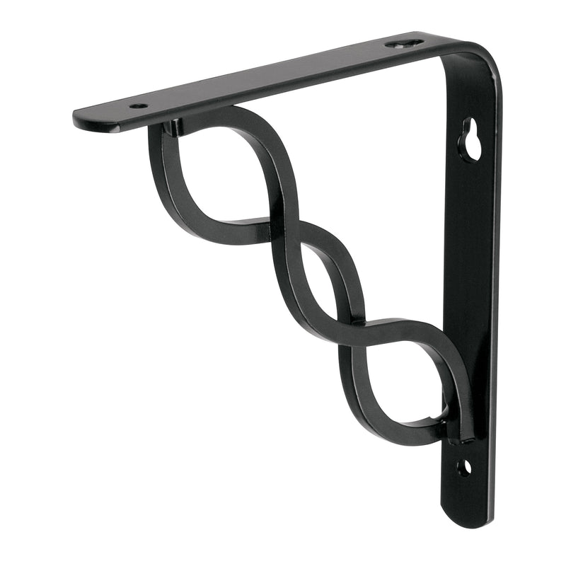 MENSULA REFORZADA 6" X 6", NEGRA, DISEÑO TRENZADO