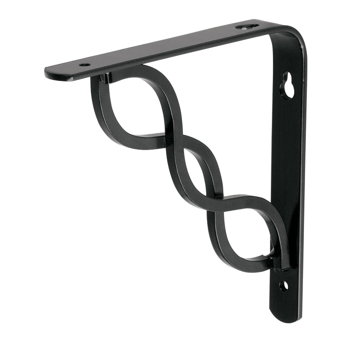 MENSULA REFORZADA 6" X 6", NEGRA, DISEÑO TRENZADO