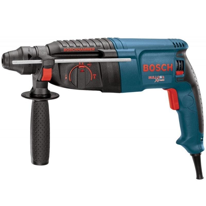 Martillo perforador demoledor Bosch azul con empuñadura lateral y mango ergonómico