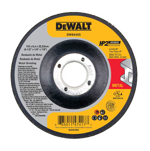 DISCO ABRASIVO P/DESBASTE DW 4-1/2" X 1/4" X 7/8" NEGRO