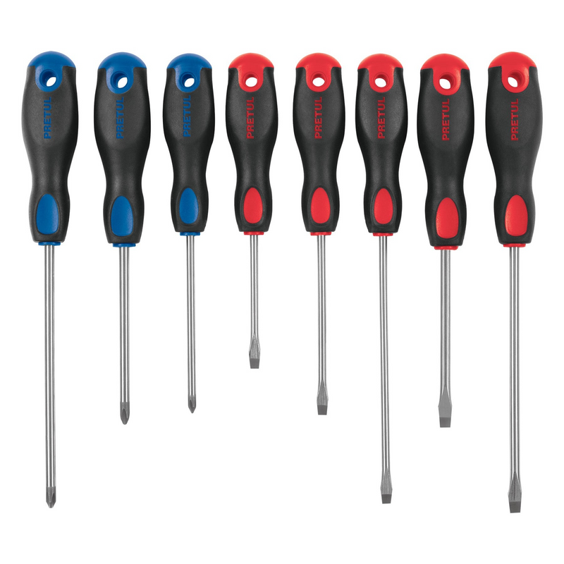 JUEGO DE DESARMADORES, 8 PZAS, MANGO COMFORT GRIP PRETUL
