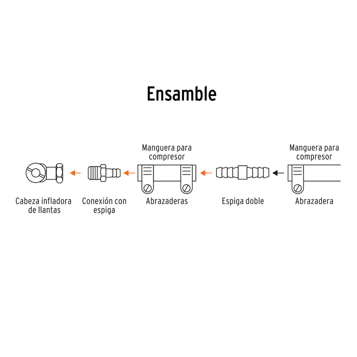 JUEGO DE CONEXIONES PARA MANGUERA DE AIRE DE 3/8'