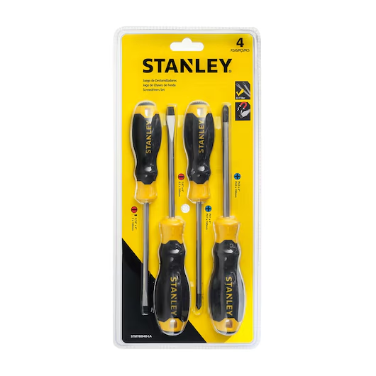 JUEGO DE DESARMADORES, 4 PZAS, MANGO CUSHIONGRIP, STANLEY BASIC