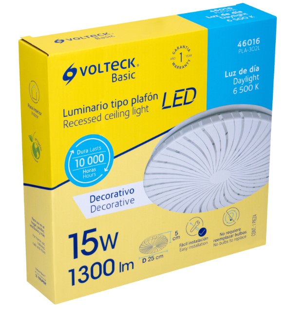 LUMINARIO LED 15W PLAFON DECORATIVO ESPIRAL LUZ DE DIA