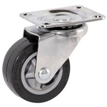RUEDA DE POLIURETANO DE 3", NEGRA, BASE GIRATORIA, LIGHT DUTY