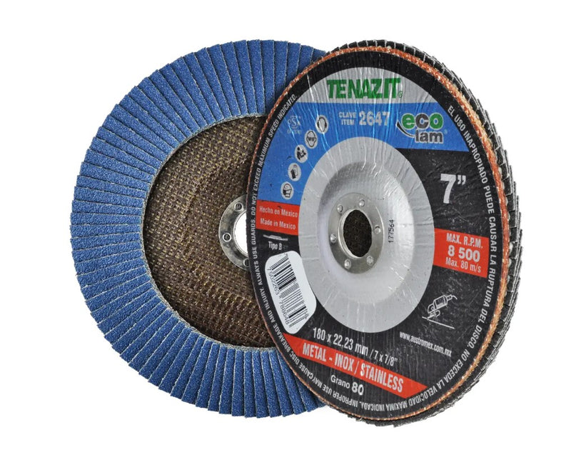 DISCO LAMINADO 7", GRANO 80 180 X 22.23 mm TENAZIT