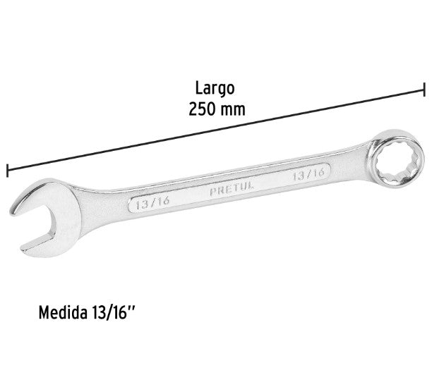 LLAVE COMBINADA 13/16" X 250 mm DE LARGO PRETUL