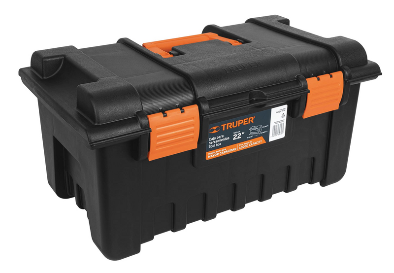 CAJA PARA HERRAMIENTA AMPLIA DE 22", COLOR NEGRO/NARANJA