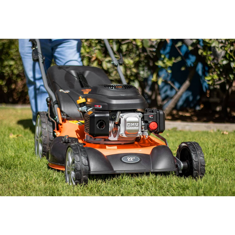 PODADORA DE CESPED 22", MOTOR OHV 196 CC, RUEDAS TRASERAS DE 12", BOLSA, TRUPER